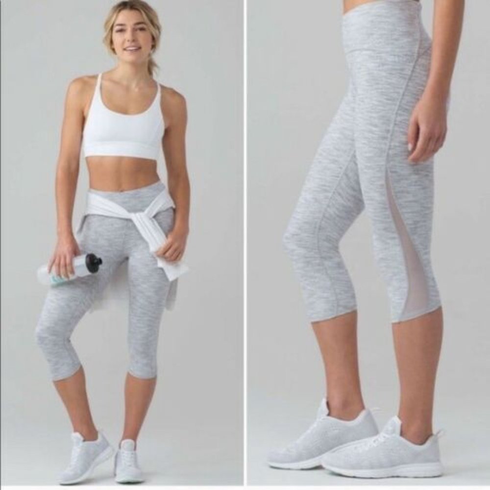 Lululemon Train Times Crop‎ 21" Gray Stripe